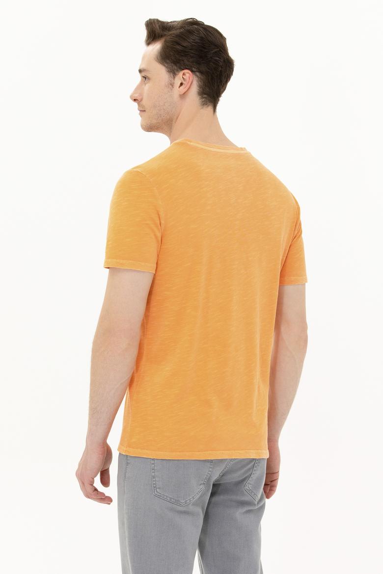Erkek Turuncu Basic V Yaka Tişört - 50263474128