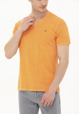 Erkek Turuncu Basic V Yaka Tişört - 50263474128