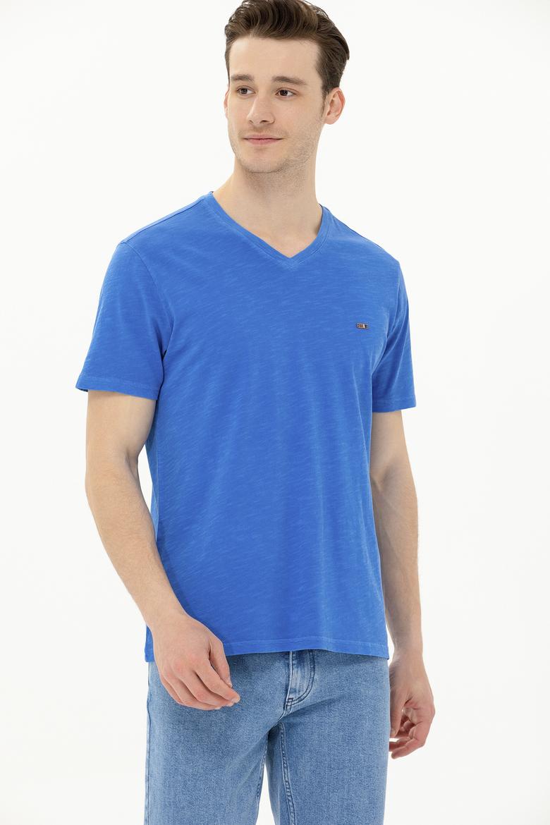 Erkek Saks Basic V Yaka Tişört - 50263474147