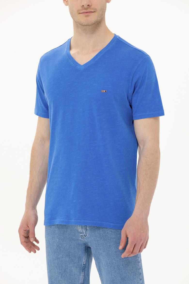 Erkek Saks Basic V Yaka Tişört - 50263474148