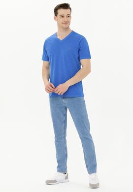 Erkek Saks Basic V Yaka Tişört - 50263474148