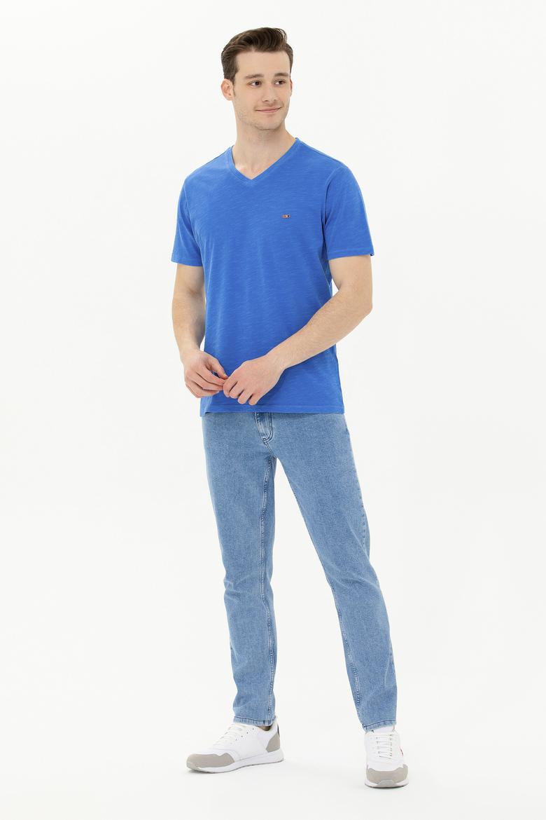 Erkek Saks Basic V Yaka Tişört - 50263474148