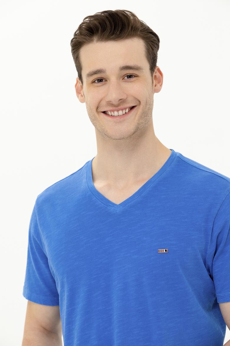 Erkek Saks Basic V Yaka Tişört - 50263474148