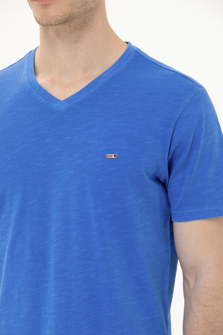 Erkek Saks Basic V Yaka Tişört - 50263474148