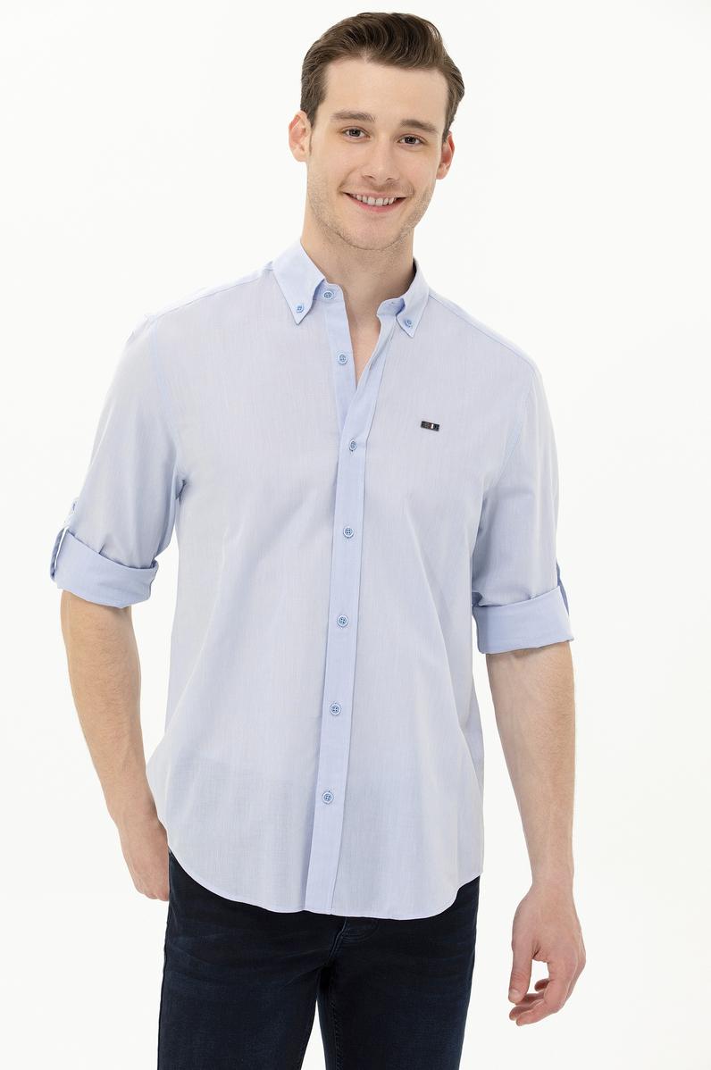 Erkek Mavi Uzun Kollu Gömlek