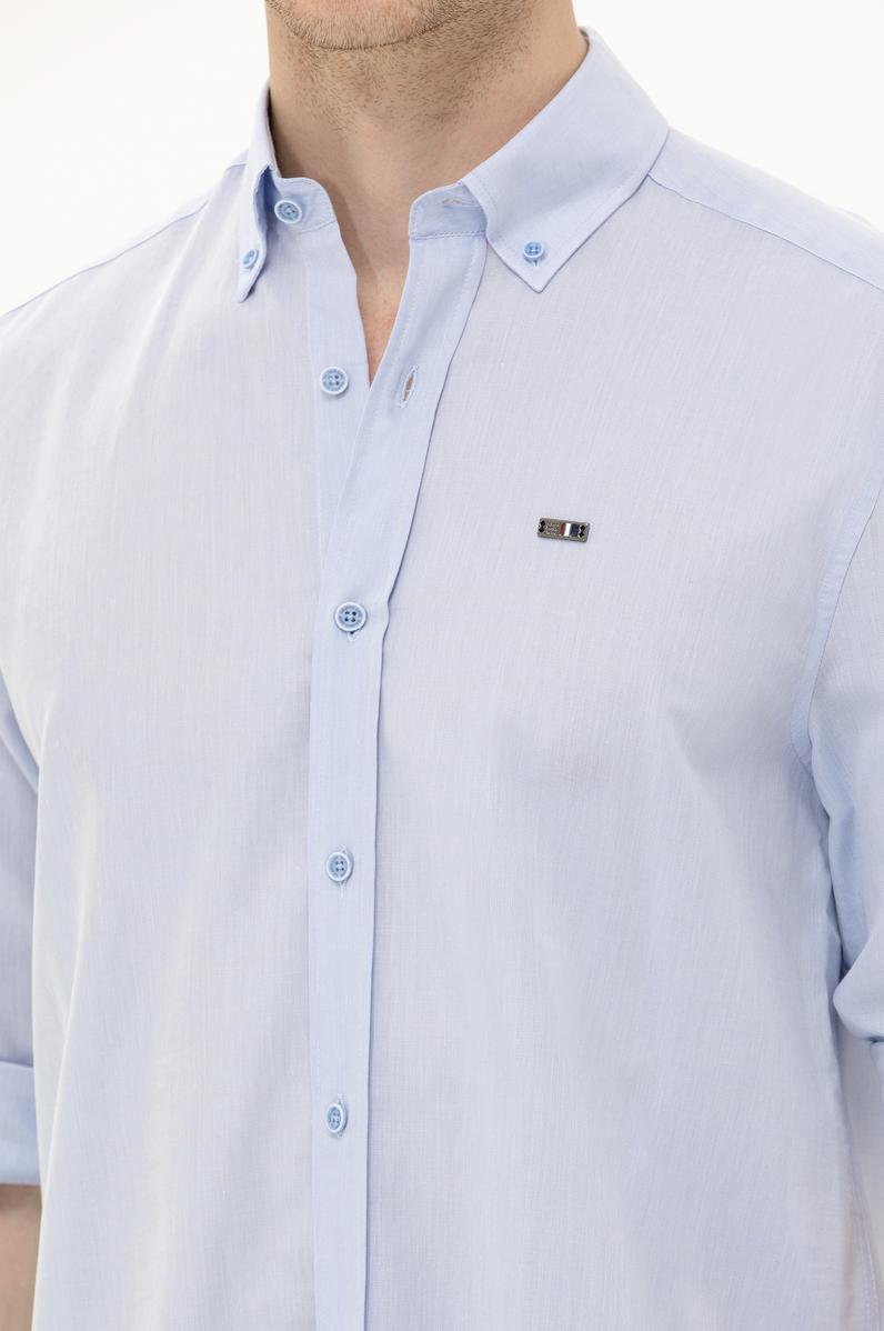 Erkek Mavi Uzun Kollu Gömlek