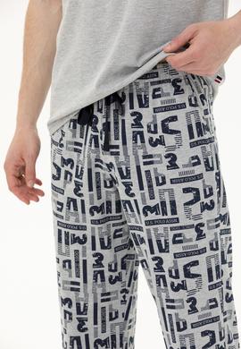 Erkek Gri Melanj Pijama Takımı - 50271816008