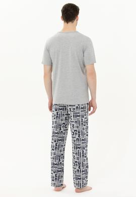 Erkek Gri Melanj Pijama Takımı - 50271816008