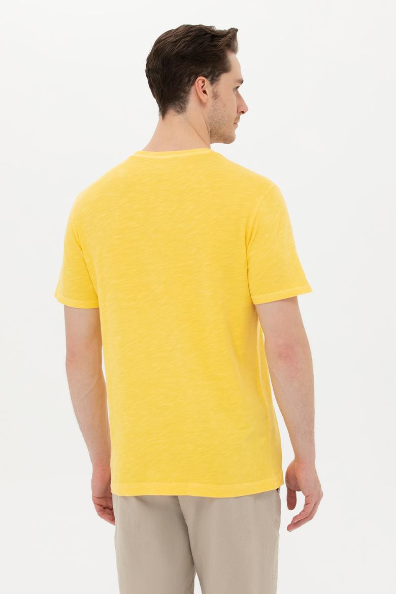 Erkek Açık Sarı Basic Tişört - 50249147067