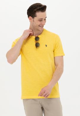 Erkek Açık Sarı Basic Tişört - 50249147067