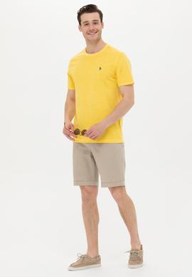 Erkek Açık Sarı Basic Tişört - 50249147067