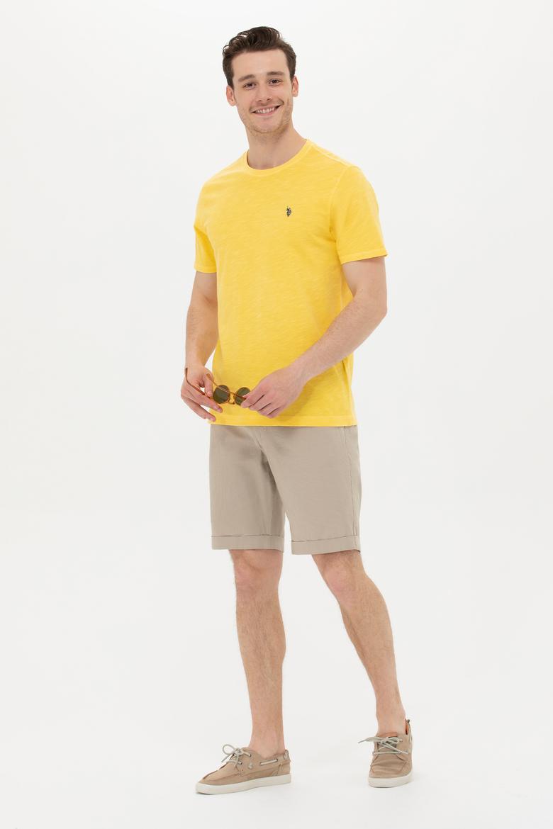 Erkek Açık Sarı Basic Tişört - 50249147067
