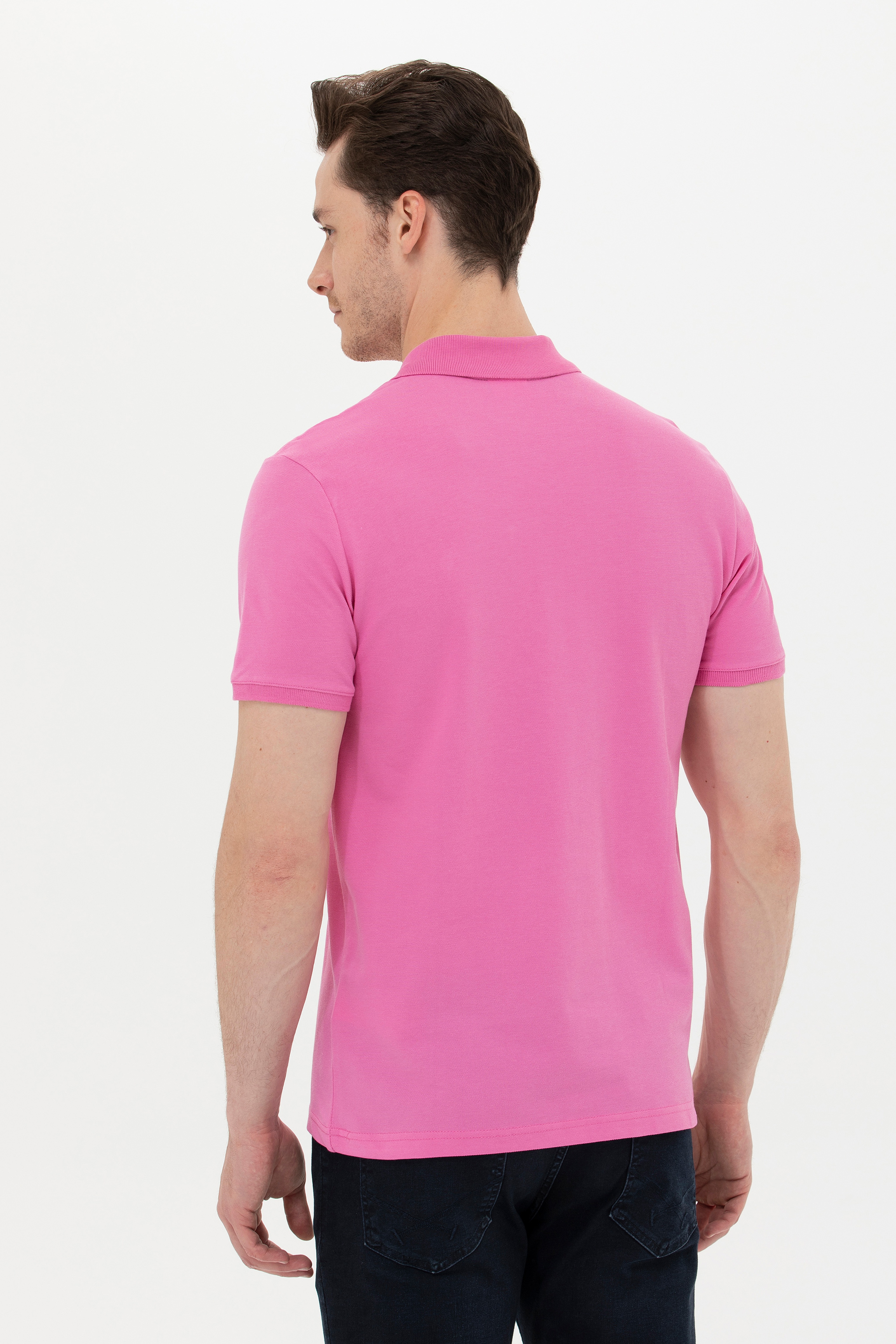 Erkek Pembe Basic Polo Yaka Tişört