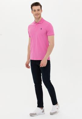 Erkek Pembe Basic Polo Yaka Tişört - 50249149132