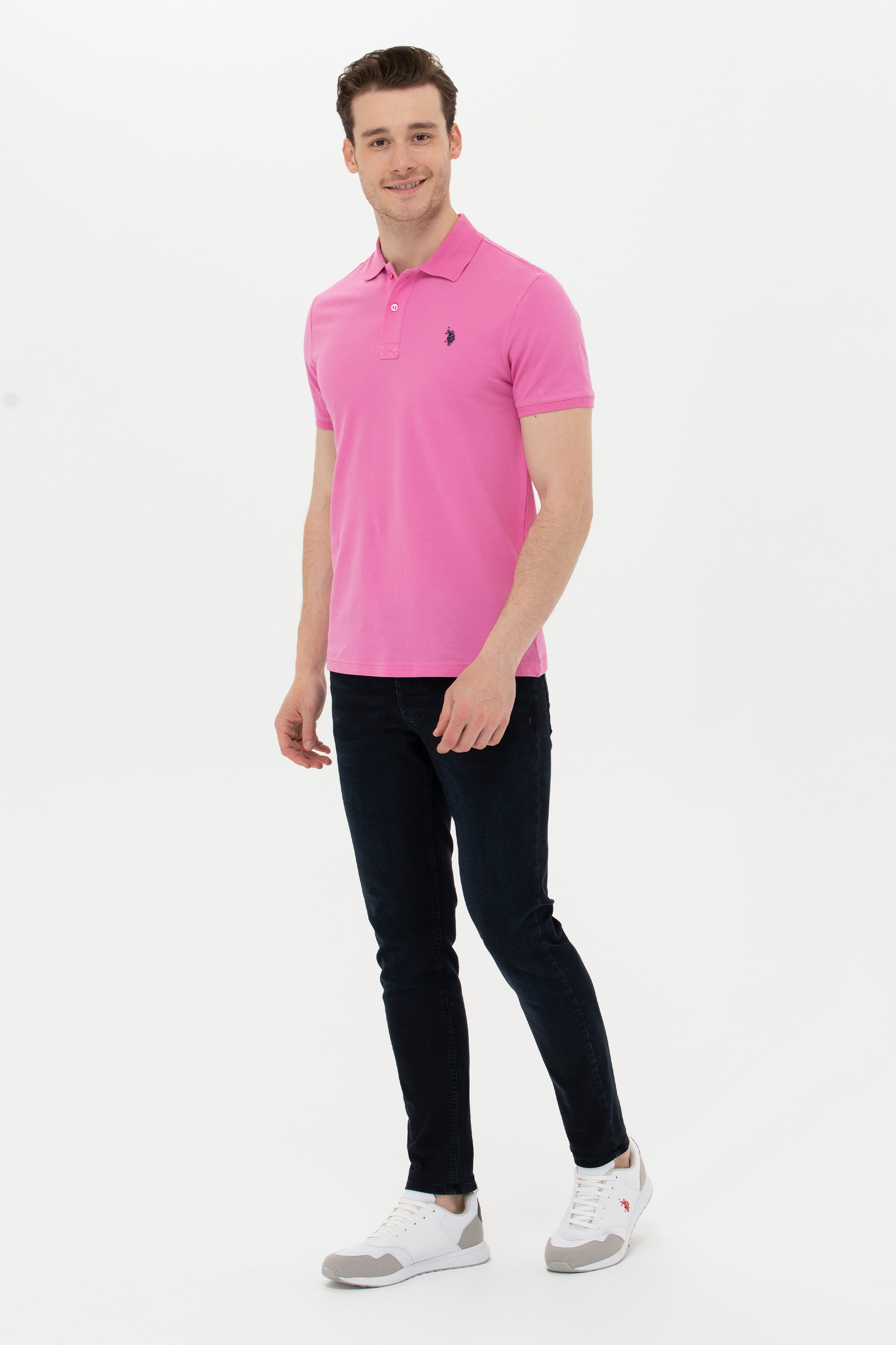 Erkek Pembe Basic Polo Yaka Tişört