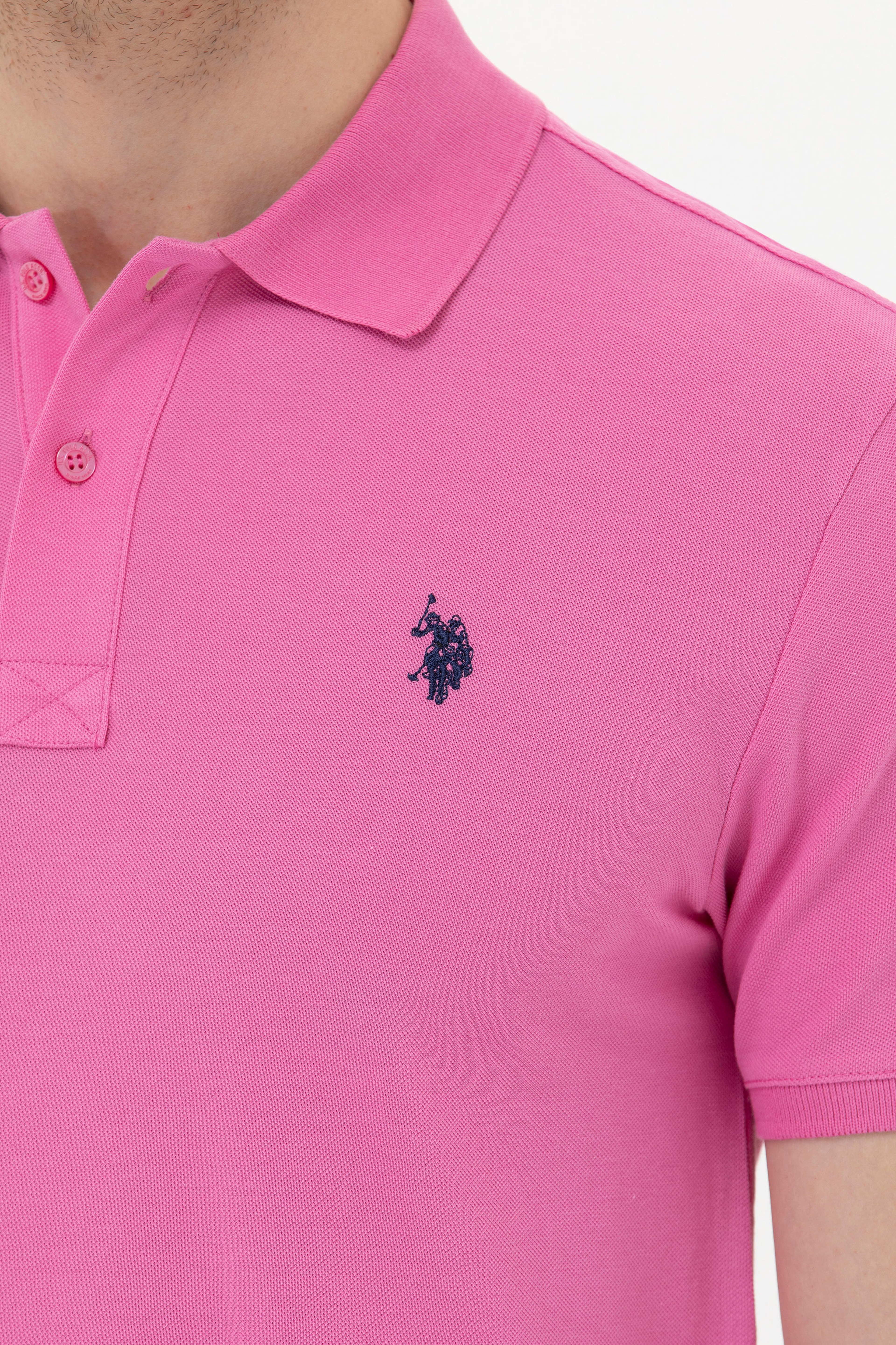 Erkek Pembe Basic Polo Yaka Tişört
