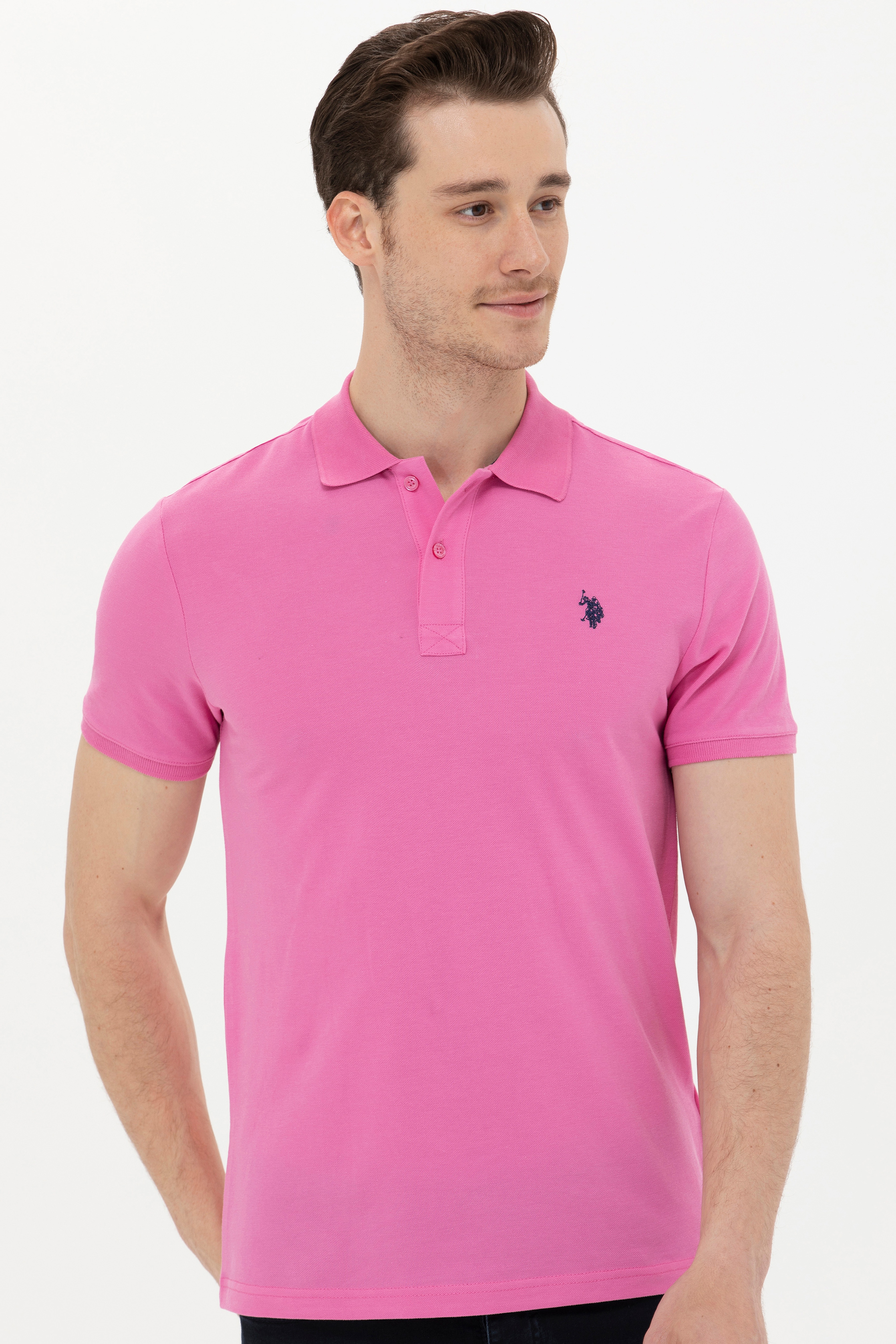 Erkek Pembe Basic Polo Yaka Tişört - Image 2