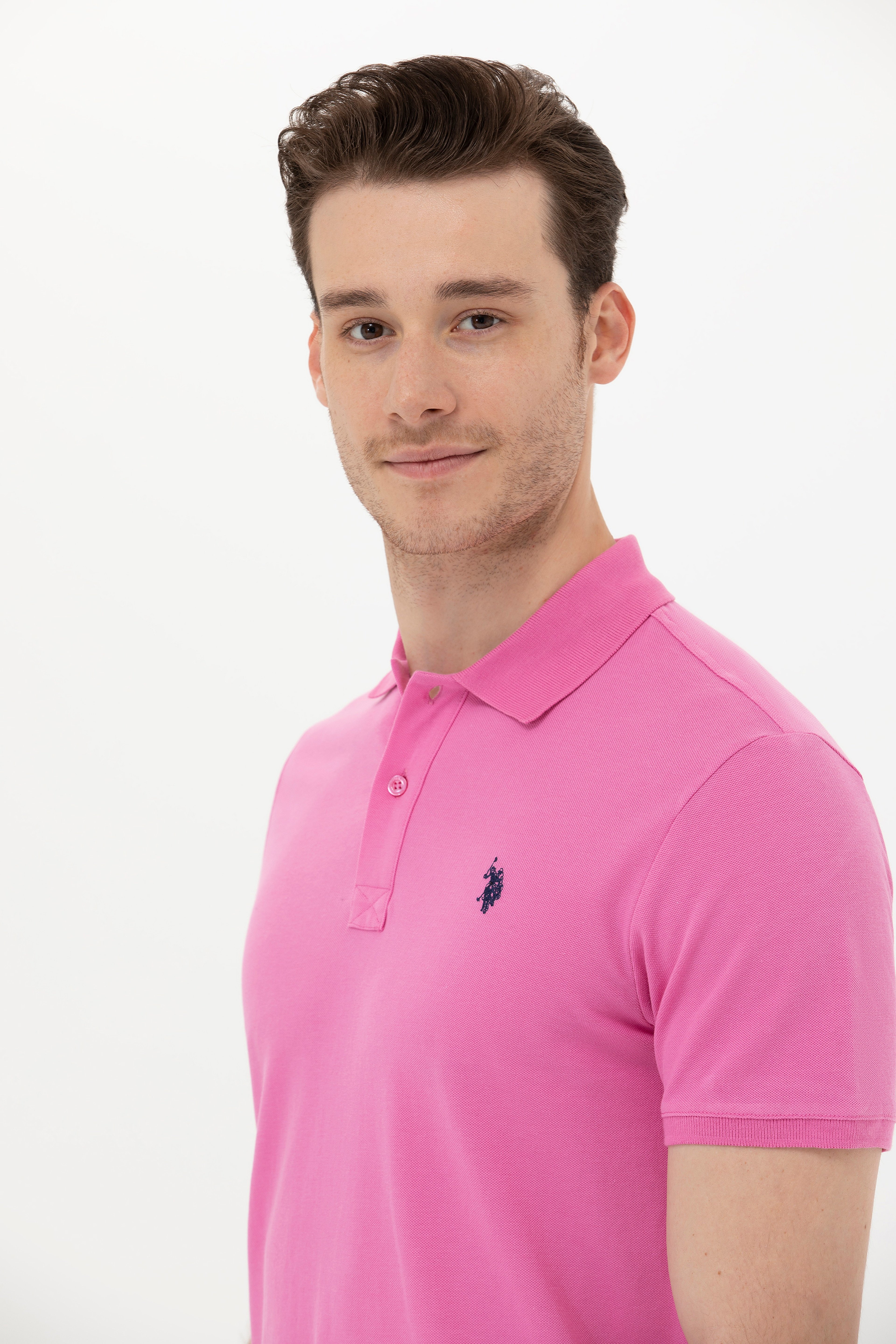 Erkek Pembe Basic Polo Yaka Tişört - Image 3