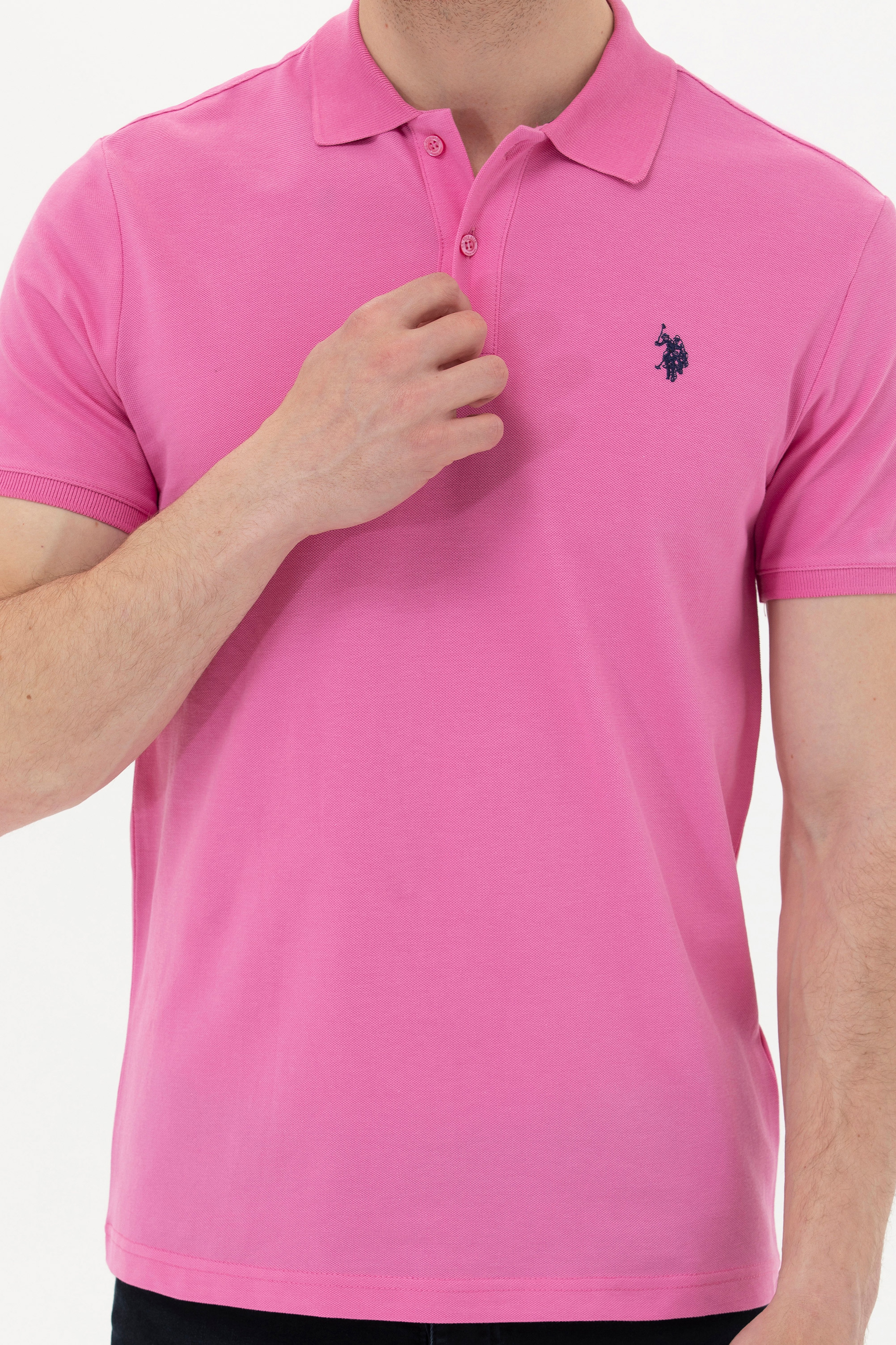Erkek Pembe Basic Polo Yaka Tişört