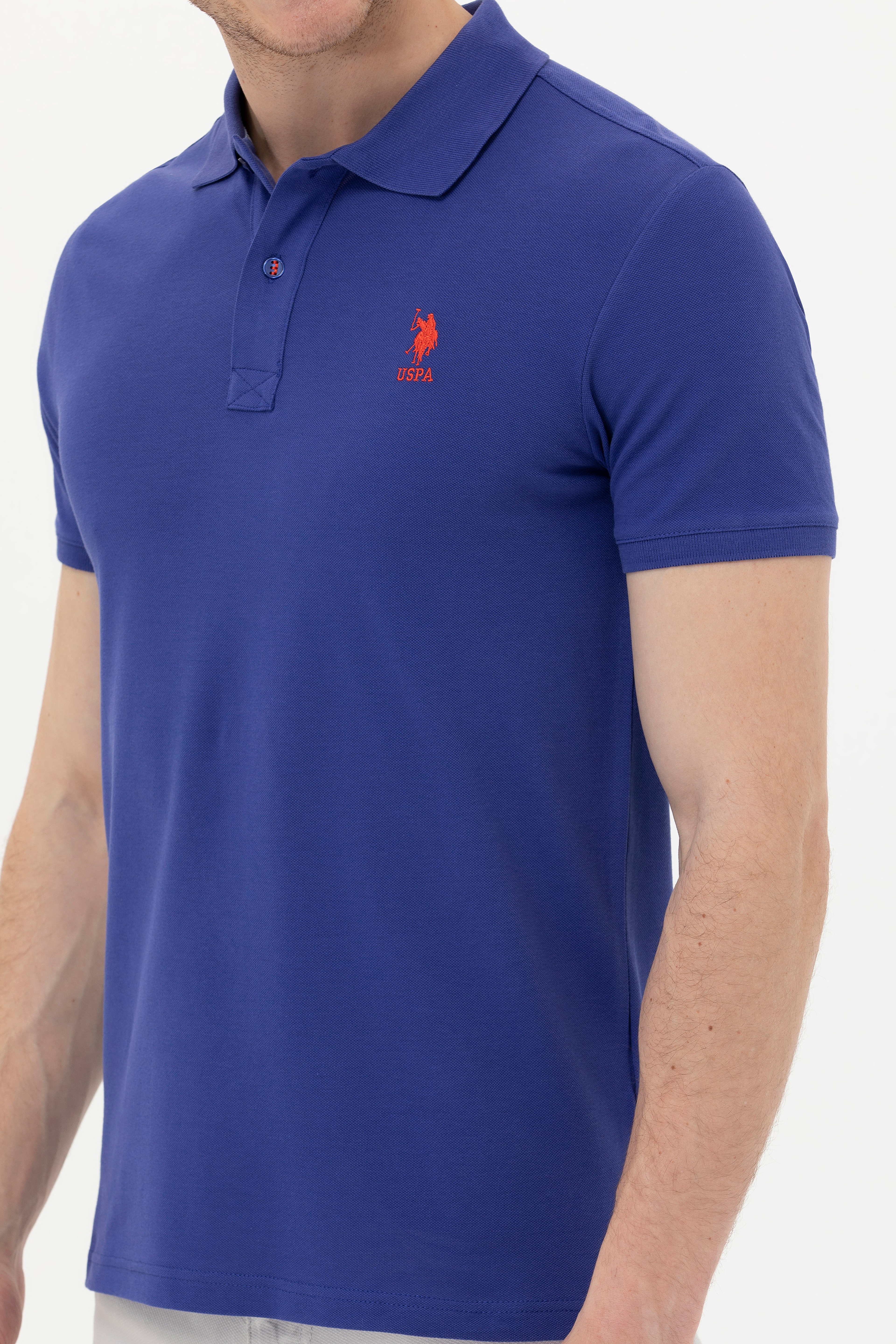 Erkek Mavi Basic Polo Yaka Tişört - Image 6