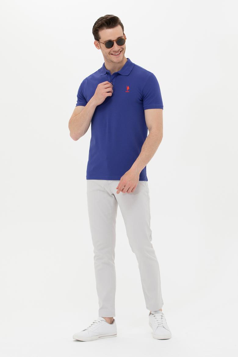 Erkek Mavi Basic Polo Yaka Tişört - 50262969162