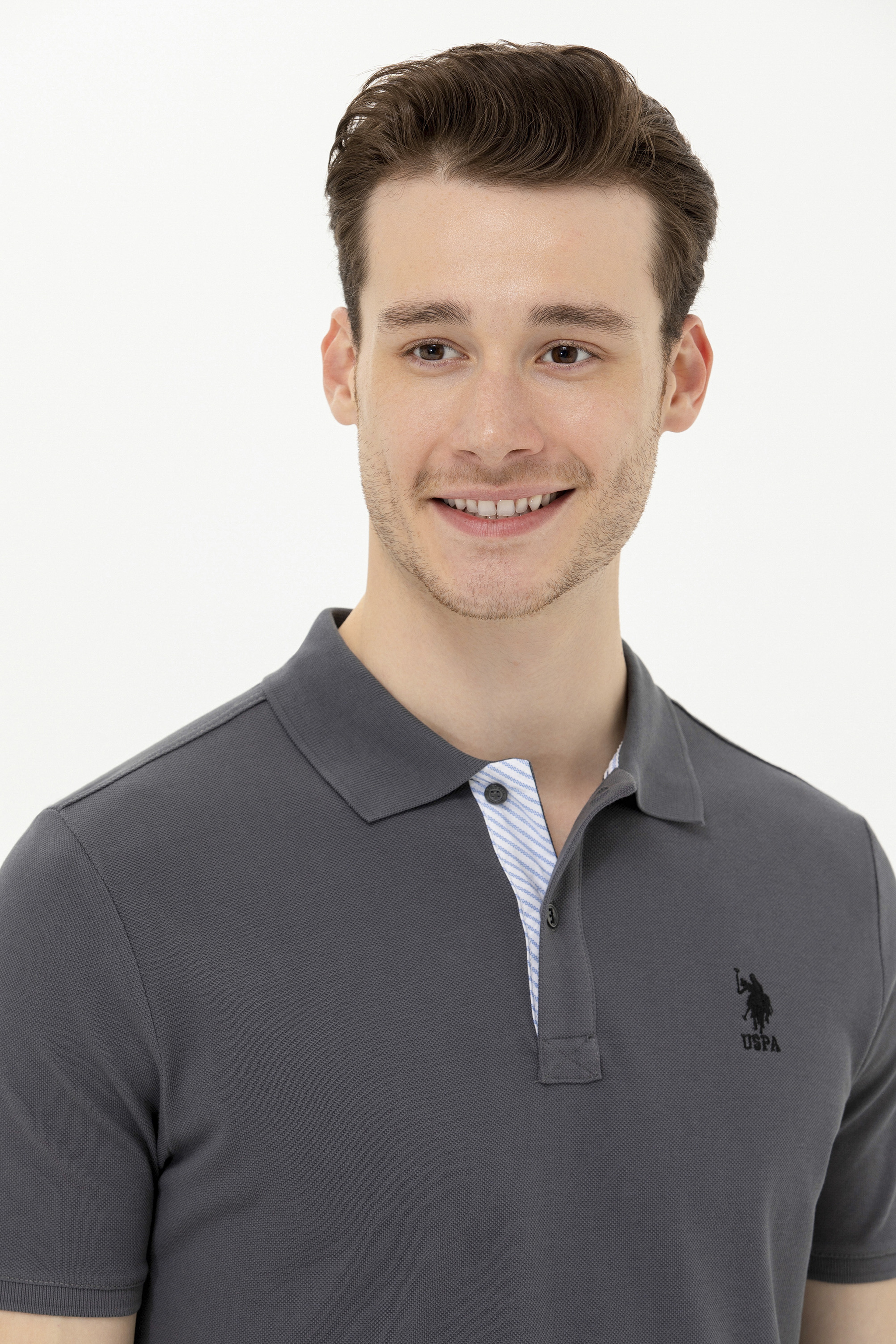 Erkek Antrasit Basic Polo Yaka Tişört - Image 3