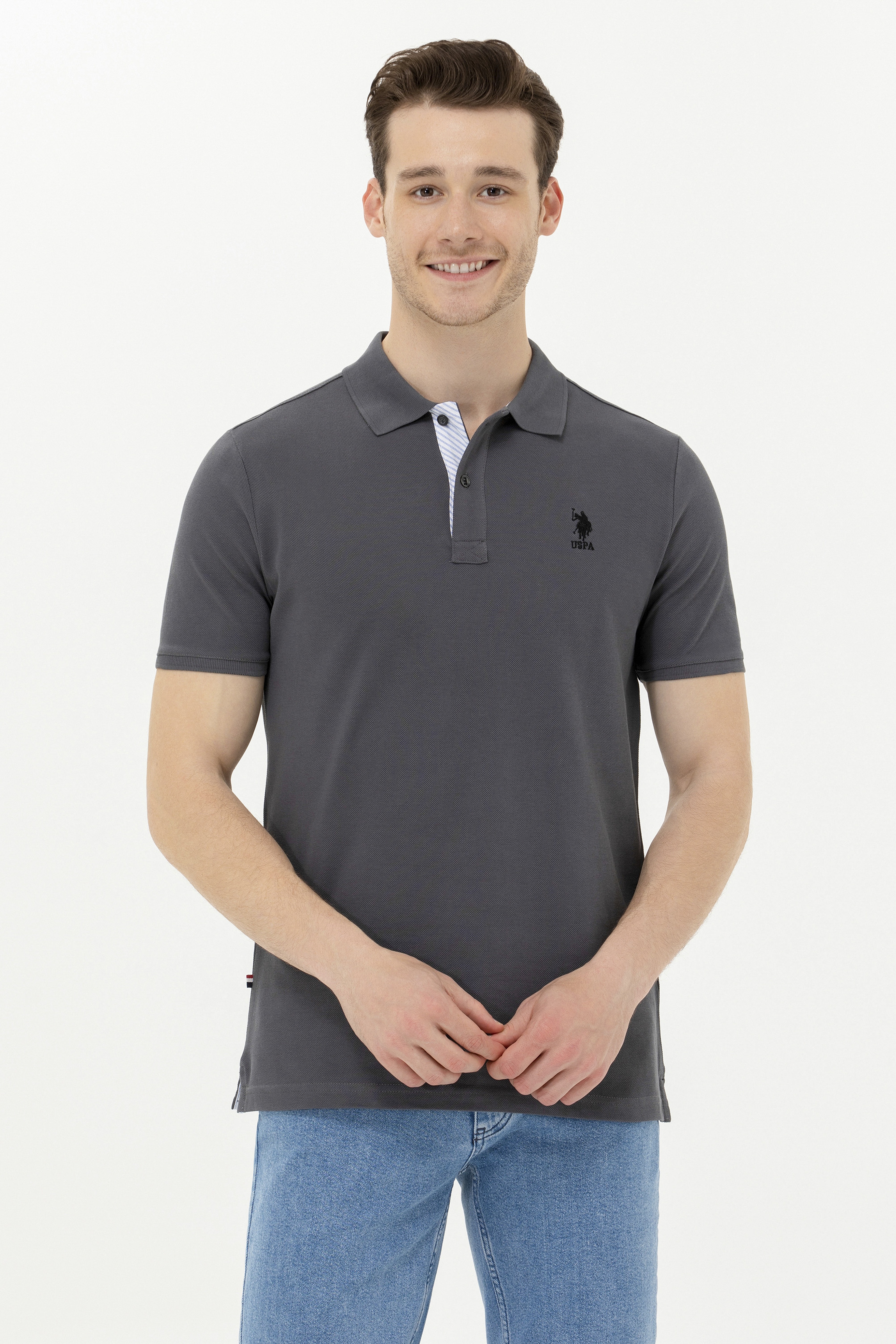 Erkek Antrasit Basic Polo Yaka Tişört