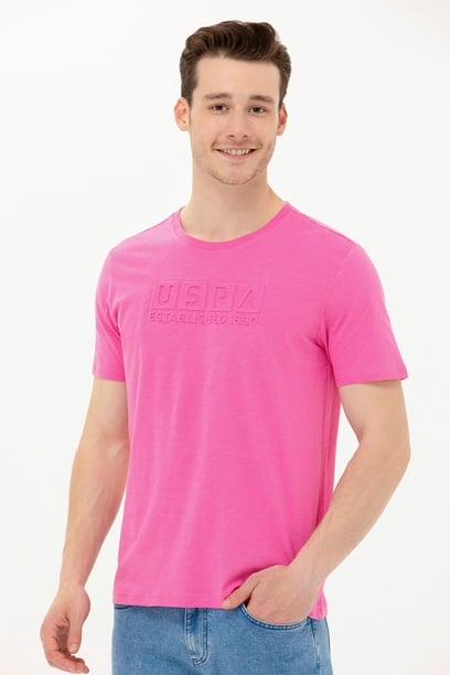 Erkek Pembe Bisiklet Yaka Tişört