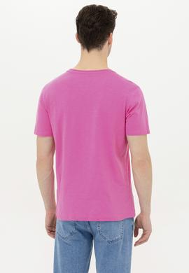 Erkek Pembe Bisiklet Yaka Tişört - 50263480007