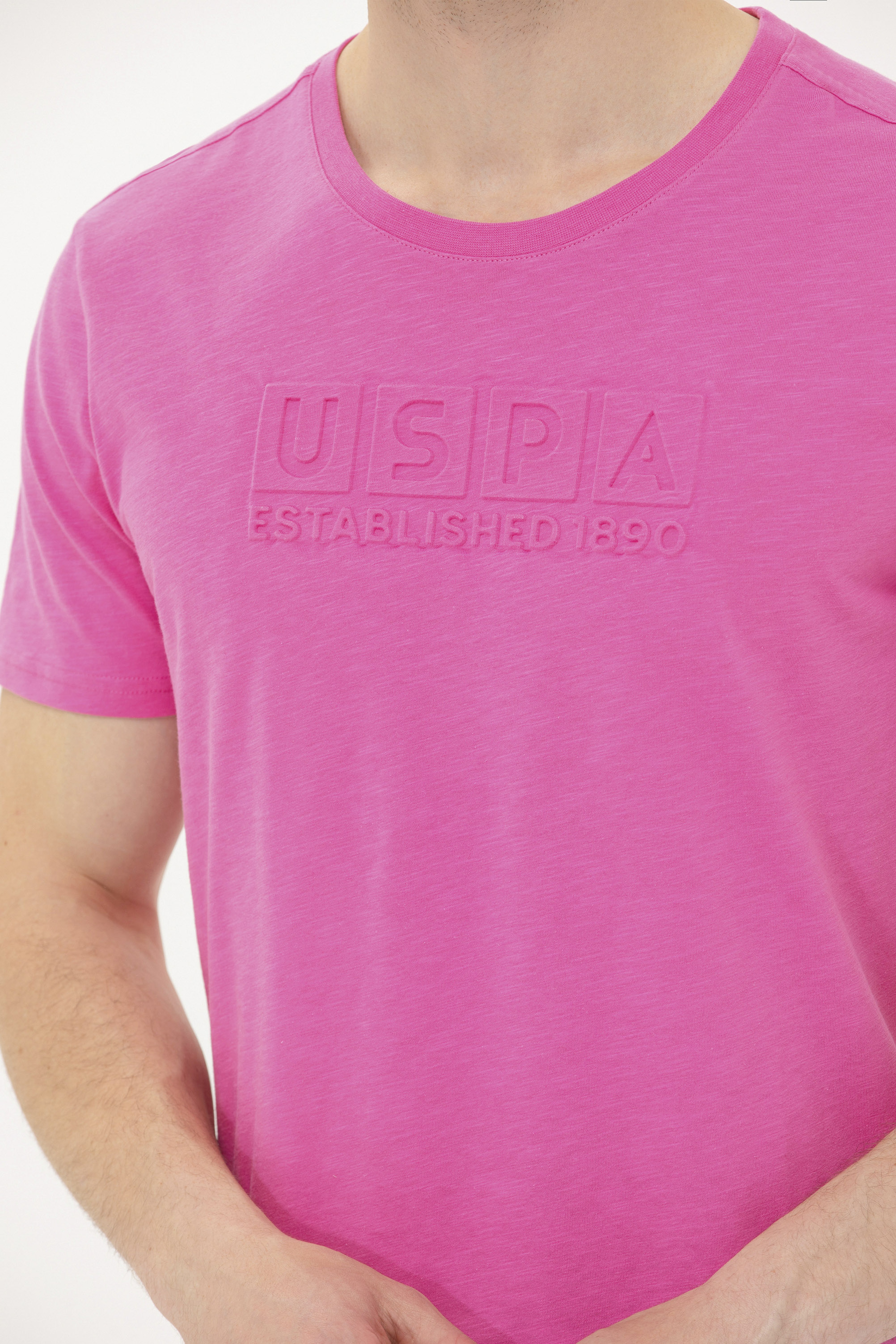 Erkek Pembe Bisiklet Yaka Tişört - Image 7