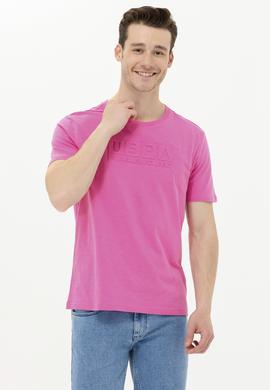 Erkek Pembe Bisiklet Yaka Tişört - 50263480007