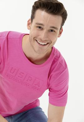 Erkek Pembe Bisiklet Yaka Tişört - 50263480007