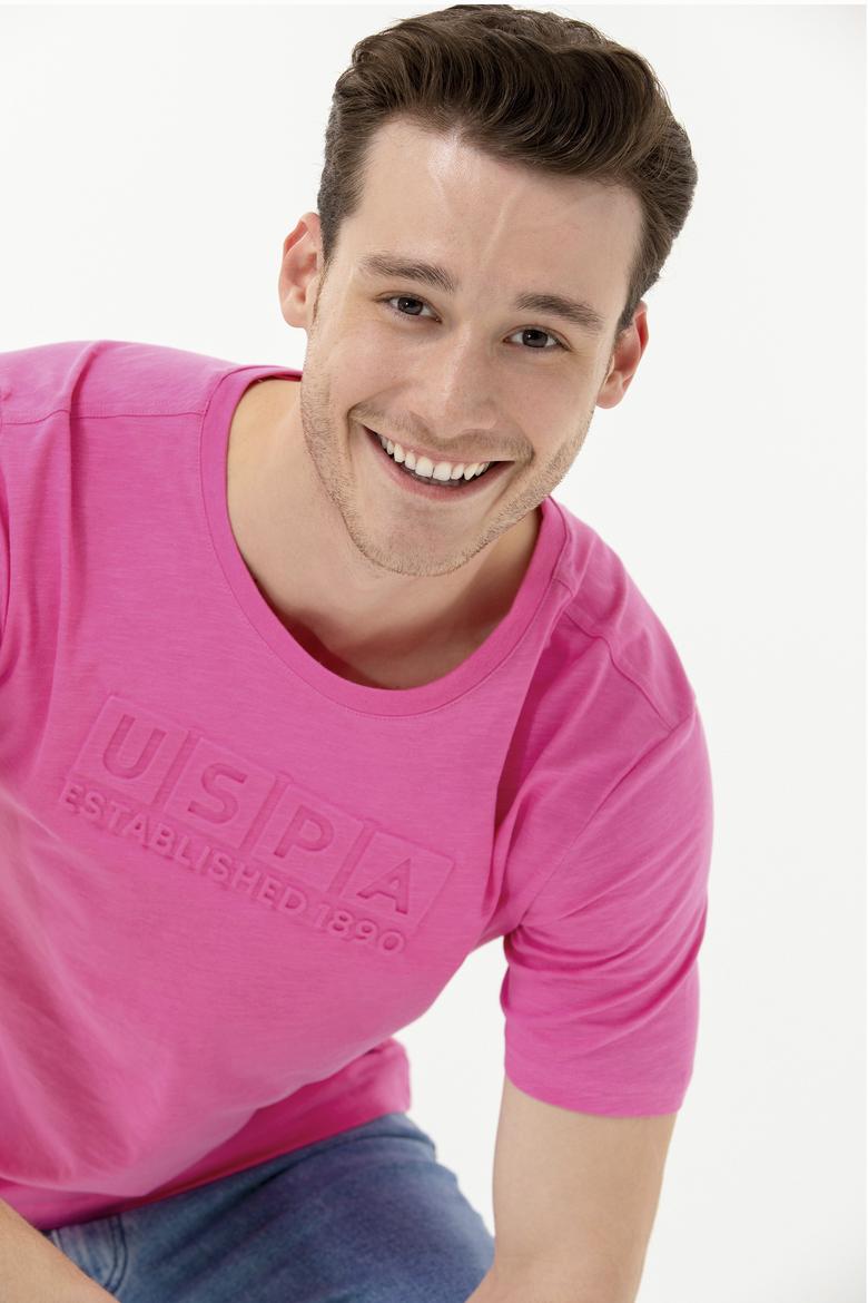 Erkek Pembe Bisiklet Yaka Tişört - 50263480007