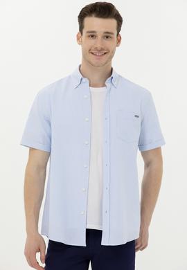 Erkek Mavi Kısa Kollu Gömlek - 50265491023