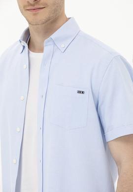 Erkek Mavi Kısa Kollu Gömlek - 50265491023