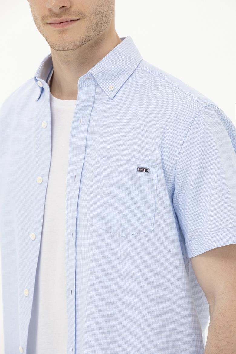 Erkek Mavi Kısa Kollu Gömlek - 50265491023
