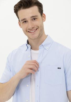 Erkek Mavi Kısa Kollu Gömlek - 50265491023