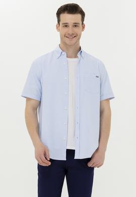 Erkek Mavi Kısa Kollu Gömlek - 50265491023