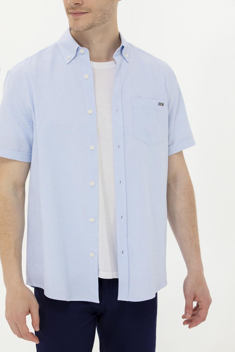 Erkek Mavi Kısa Kollu Gömlek - 50265491023