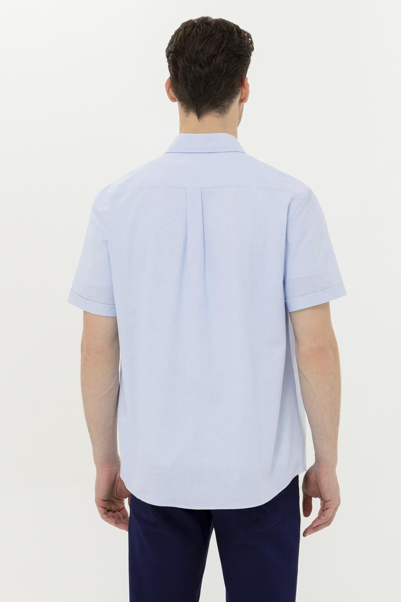 Erkek Mavi Kısa Kollu Gömlek - 50265491023