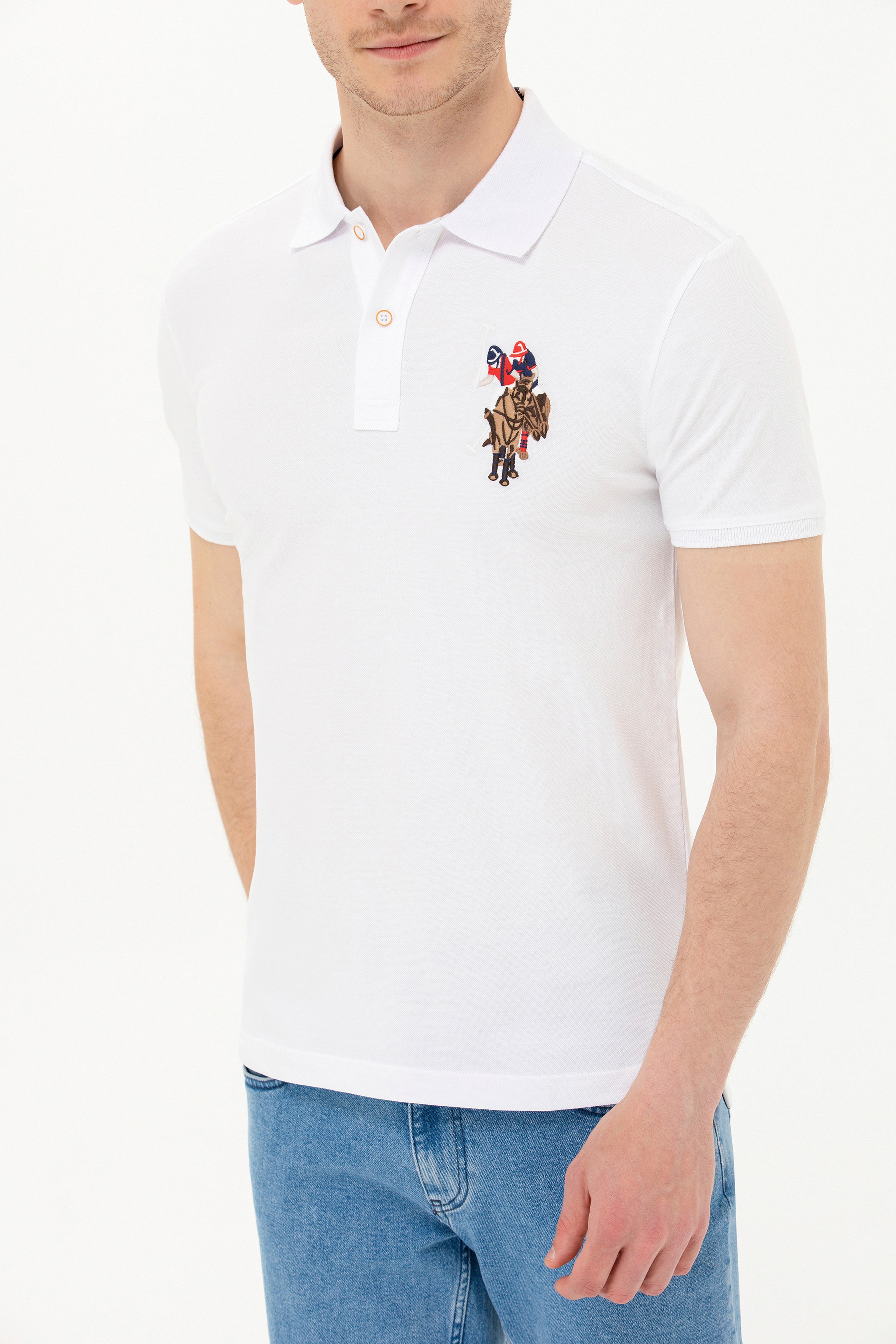 Erkek Beyaz Basic Polo Yaka Tişört