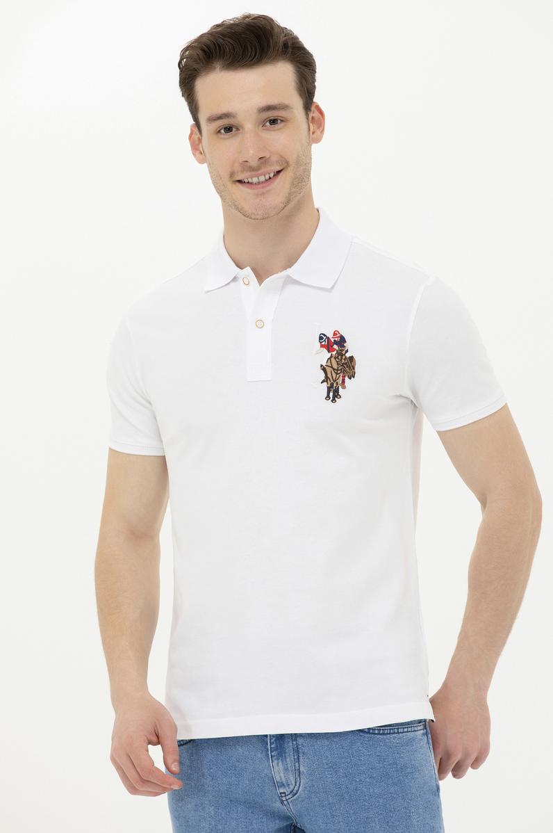 Erkek Beyaz Basic Polo Yaka Tişört