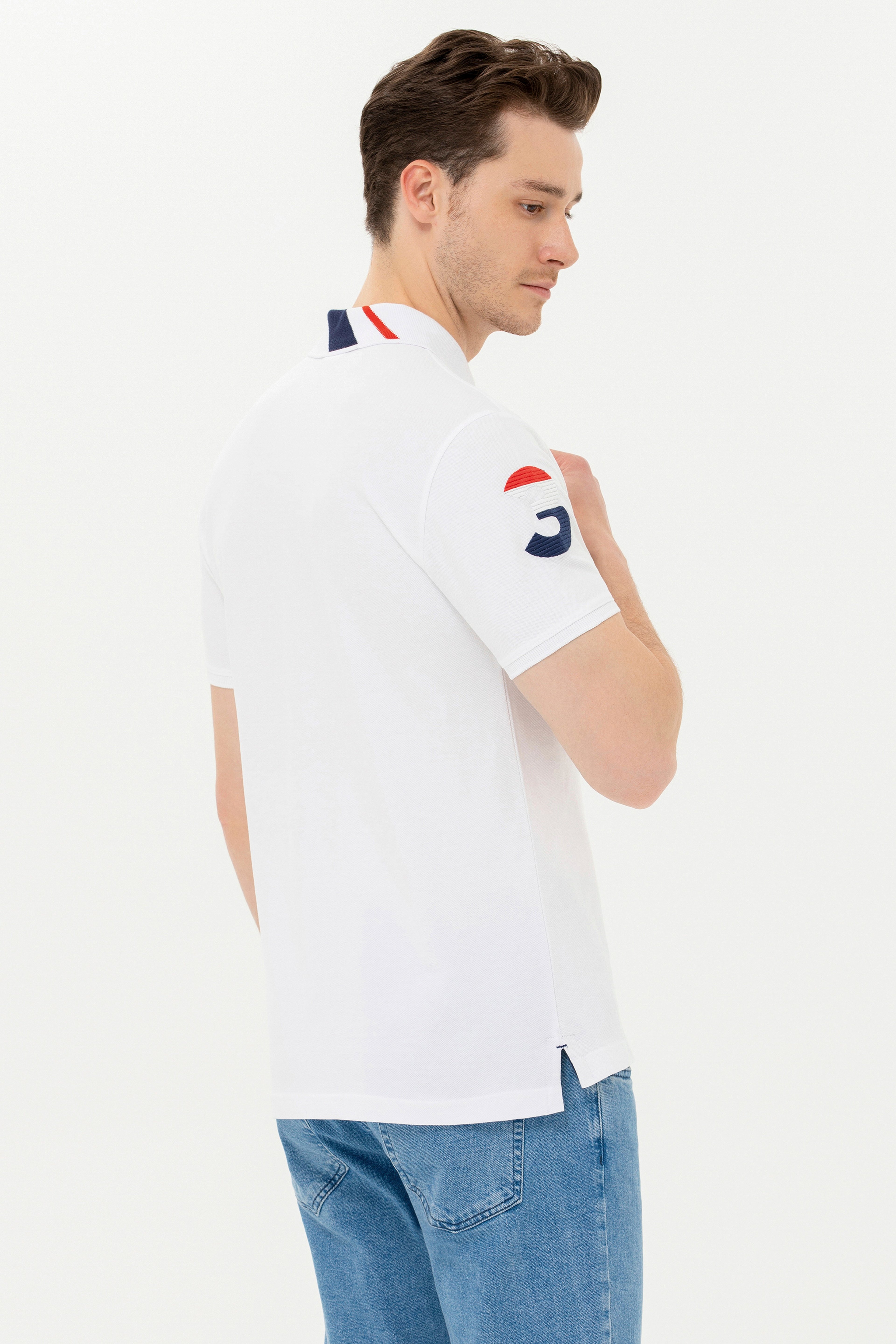 Erkek Beyaz Basic Polo Yaka Tişört