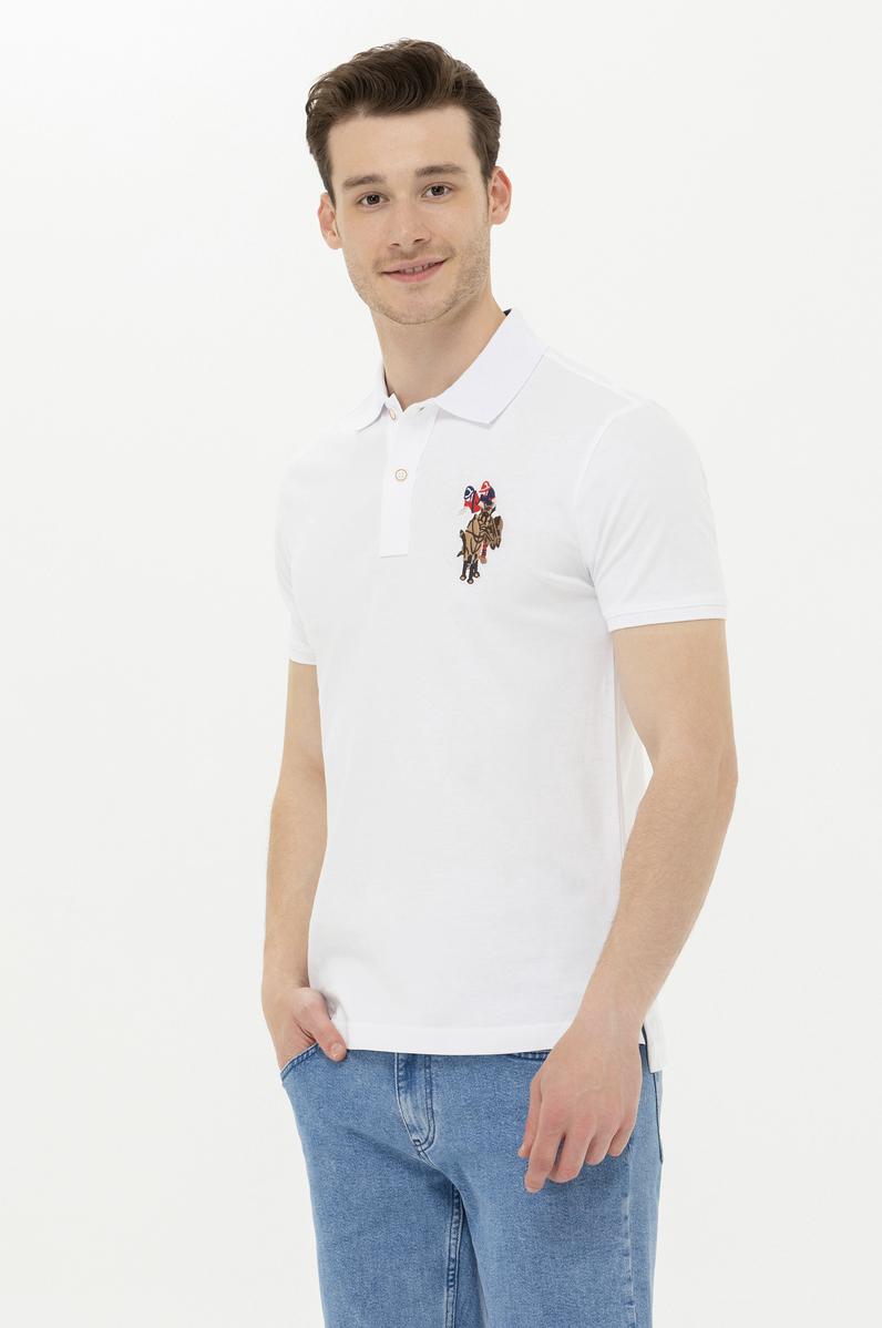 Erkek Beyaz Basic Polo Yaka Tişört