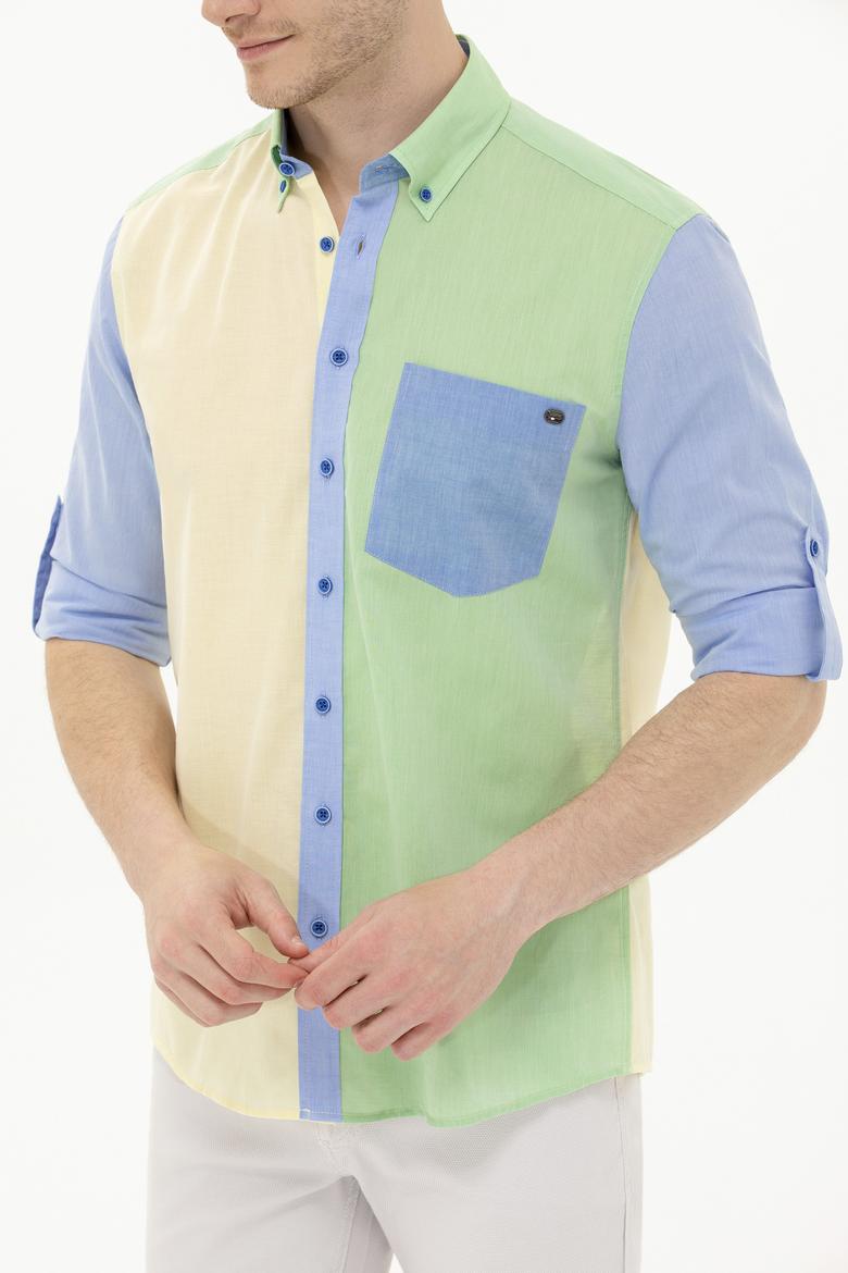 Erkek Saks Uzun Kollu Gömlek - 50264076005