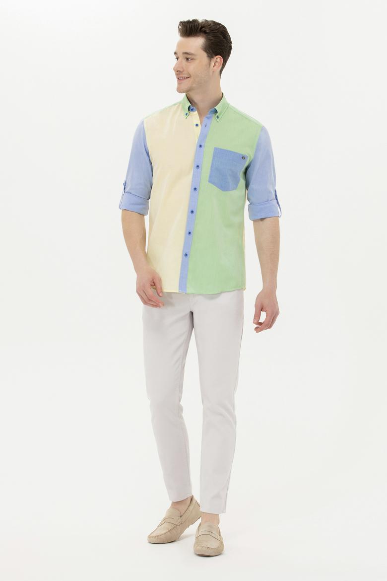 Erkek Saks Uzun Kollu Gömlek - 50264076005