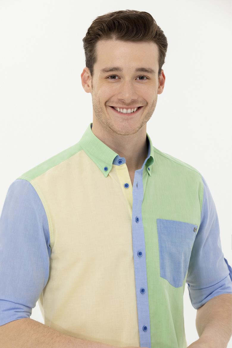 Erkek Saks Uzun Kollu Gömlek - 50264076005