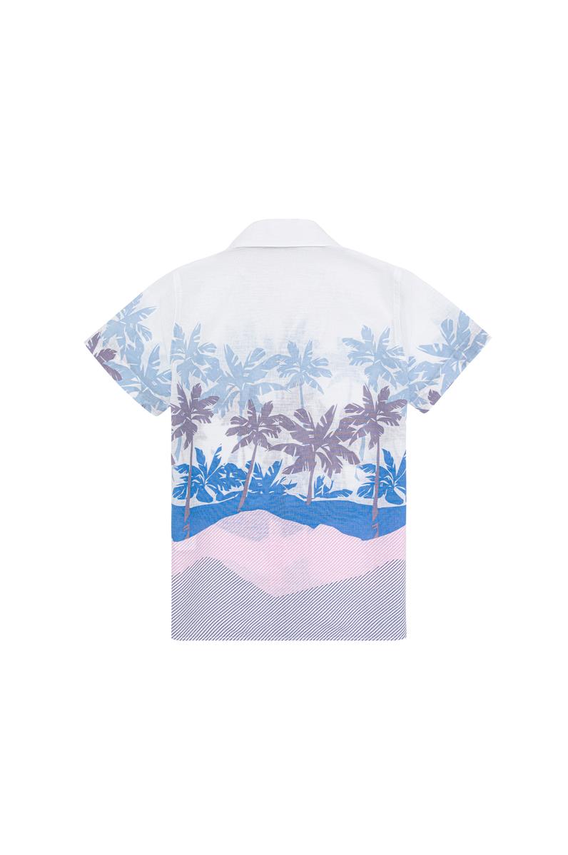 Erkek Çocuk Mavi Kısa Kollu Gömlek