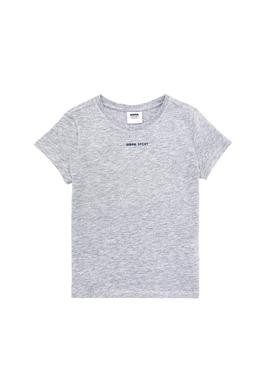 Çocuk Gri Melanj Bisiklet Yaka Tişört - 50263263055