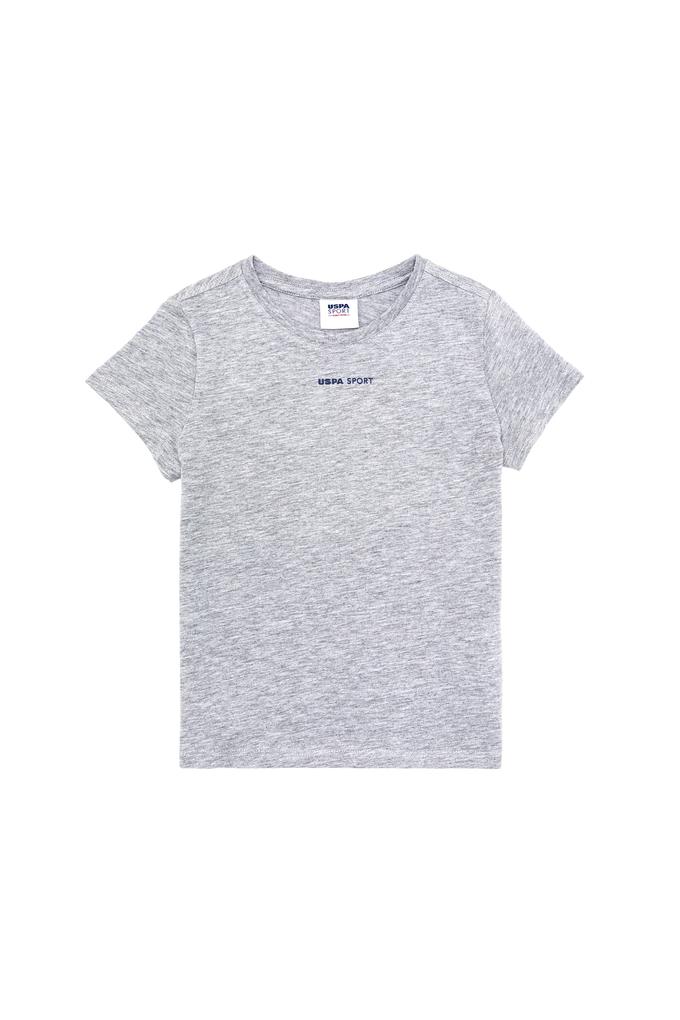 Çocuk Gri Melanj Bisiklet Yaka Tişört